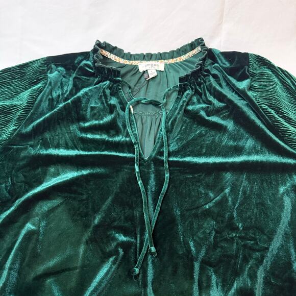 Velvet Renaissance Peasant Top Sz L Green Heavy Oversized Larp Ribbed Sleeve NWT - Picture 10 of 11